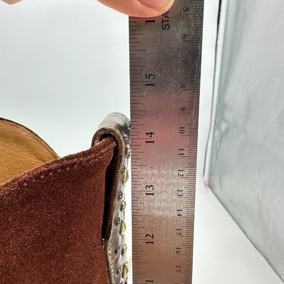 Lone Wolf Western Cowboy Boots Men’s 10B Brown Suede Studded Snip Toe Mexico - Picture 9 of 13